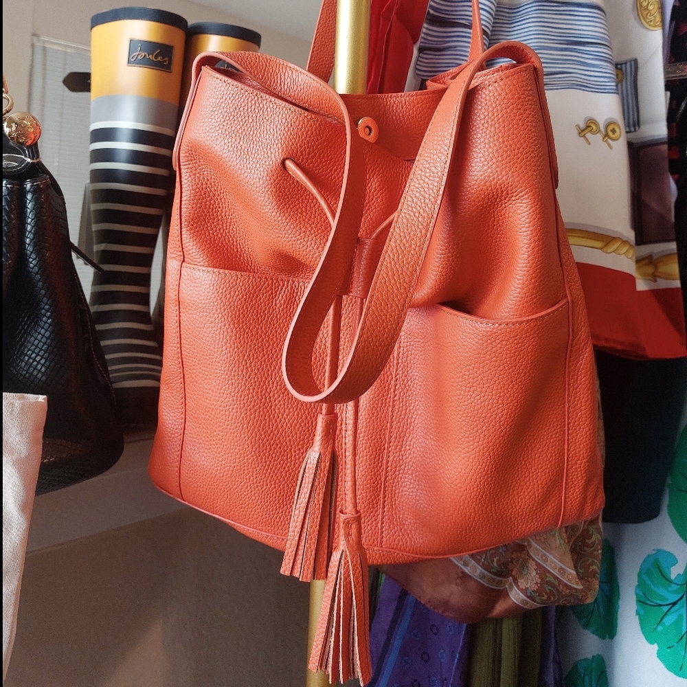 Orange Leather Tote